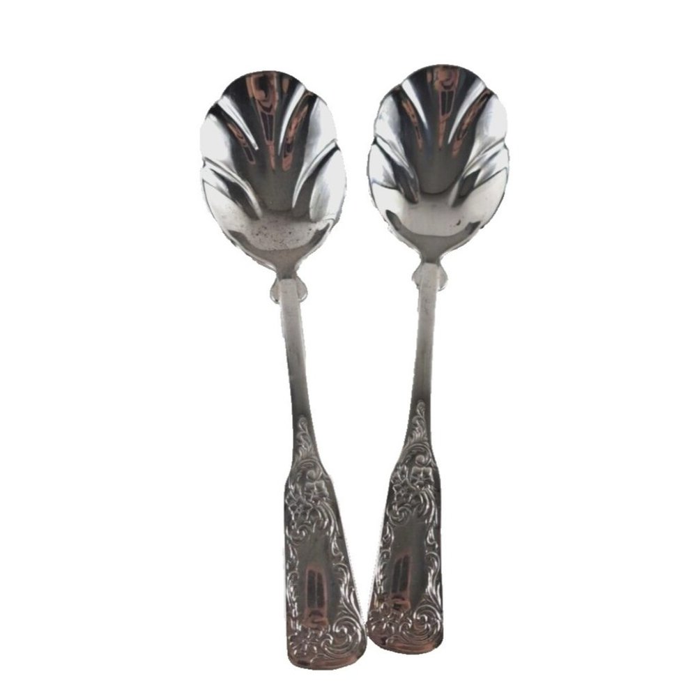 Towle Serving Appetizer Oyster Spoons Jelly Engraved Floral Set Of 2 Elegant